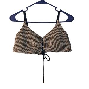 Blue and white bikini top